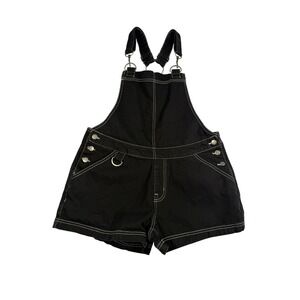 HT Denim Black Shortalls White Contrast Stitch Overalls Size L 14703529